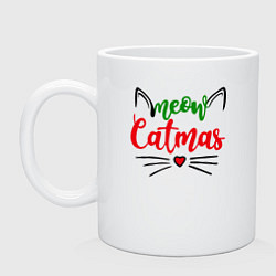 Кружка керамическая Meow Catmas, цвет: белый