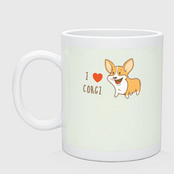 Кружка керамическая I LOVE CORGI, цвет: фосфор