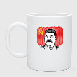Кружка керамическая Сталин и флаг СССР, цвет: белый