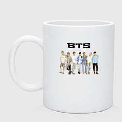 Кружка керамическая BTS группа, цвет: белый