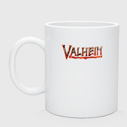 Кружка керамическая Valheim огненный лого, цвет: белый