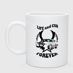 Кружка керамическая Life and car forever, цвет: белый