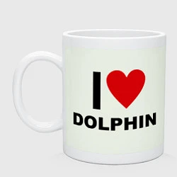Кружка керамическая I love Dolphin, цвет: фосфор
