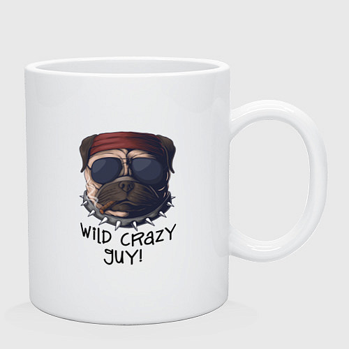 Кружка Мопс байкер / Белый – фото 2