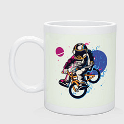Кружка керамическая Космонавт на велосипеде, цвет: фосфор