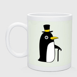 Кружка керамическая Пингвин в шляпе, цвет: фосфор