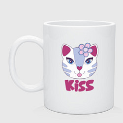 Кружка керамическая Kiss Cat, цвет: белый