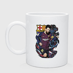 Кружка керамическая Messi Barcelona Argentina Striker, цвет: белый