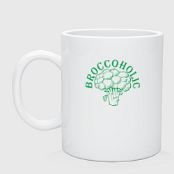 Кружка керамическая Broccoholic, цвет: белый