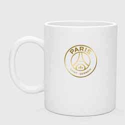 Кружка керамическая PSG GOLD LOGO ПСЖ ЗОЛОТО, цвет: белый