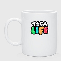 Кружка керамическая Toca Life logo, цвет: белый