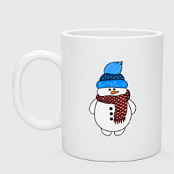Кружка керамическая Снеговик в шапочке, цвет: белый