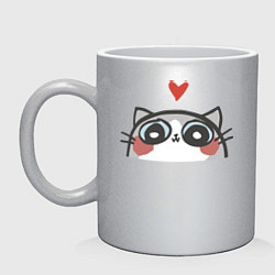 Кружка керамическая Котя влюбился, цвет: серебряный