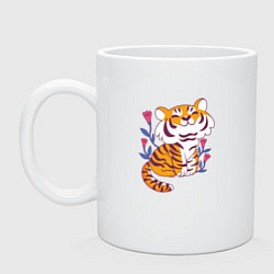 Кружка керамическая Cute little tiger cub, цвет: белый