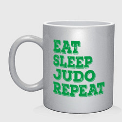 Кружка керамическая Eat - Sleep - Judo, цвет: серебряный