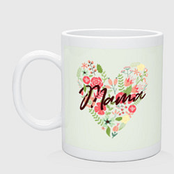 Кружка керамическая Heart of flowers Mama, цвет: фосфор