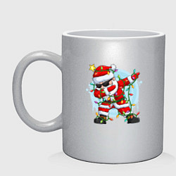Кружка керамическая DAB SANTA CLAUS В ГЕРЛЯНДЕ, цвет: серебряный