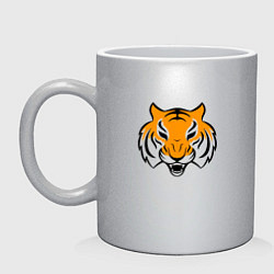 Кружка керамическая Тигр логотип, цвет: серебряный