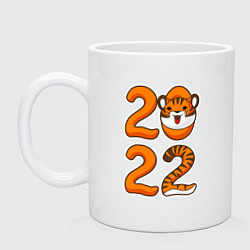 Кружка керамическая Тигр 2022, цвет: белый