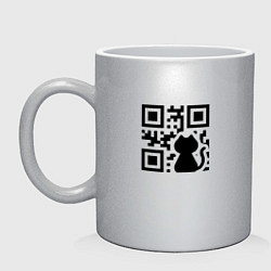 Кружка керамическая CAT QR CODE, цвет: серебряный