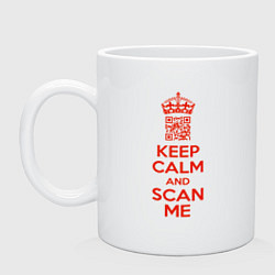 Кружка керамическая Keep calm and scan me - fuck off, цвет: белый
