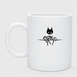 Кружка керамическая Stray: Black Logo, цвет: белый