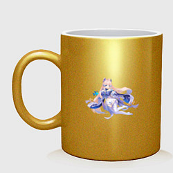 Кружка керамическая Приглашение Кокоми поплавать, цвет: золотой