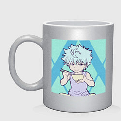 Кружка керамическая Hunter x Hunter Killua Eating, цвет: серебряный