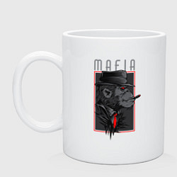 Кружка керамическая Обезьяна мафиози, цвет: белый