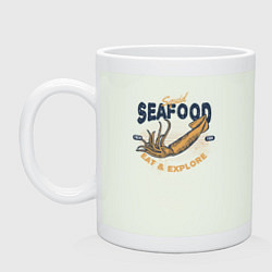 Кружка керамическая Морская еда Кальмар, цвет: фосфор
