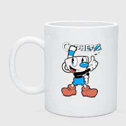 Кружка керамическая Синяя чашка Cuphead, цвет: белый