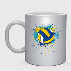 Кружка керамическая Volleyball Splash, цвет: серебряный