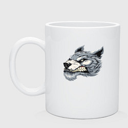 Кружка керамическая Свирепый волчара, цвет: белый