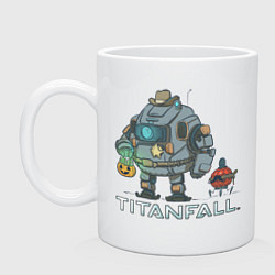 Кружка керамическая Титанфол арт хеллоувин TITANFALL, цвет: белый