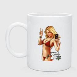Кружка керамическая GTA 5 Beach girl, цвет: белый