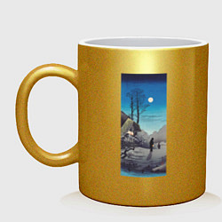 Кружка керамическая Old Inn Японская гостиница, цвет: золотой