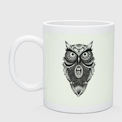 Кружка керамическая Сова в стиле Мандала Mandala Owl, цвет: фосфор