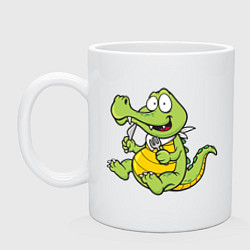 Кружка керамическая Hungry Crocodile, цвет: белый