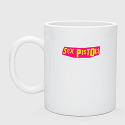 Кружка керамическая Sex Pistols Yellow-Pink Logo, цвет: белый