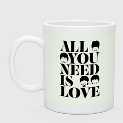 Кружка керамическая ALL YOU NEED IS LOVE THE BEATLES, цвет: фосфор