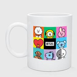 Кружка керамическая BT21 BTS к-поп, цвет: белый