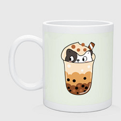 Кружка керамическая Довольный котик в стакане с мороженым, цвет: фосфор