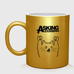 Кружка керамическая Asking Alexandria - rock cat, цвет: золотой
