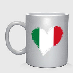Кружка керамическая Сердце - Италия, цвет: серебряный