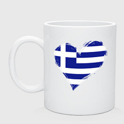 Кружка керамическая Сердце - Греция, цвет: белый