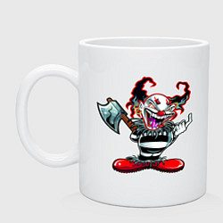 Кружка керамическая Злой клоун с топором, цвет: белый