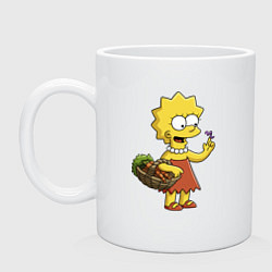 Кружка керамическая Lisa Simpson с гусеницей на даче, цвет: белый