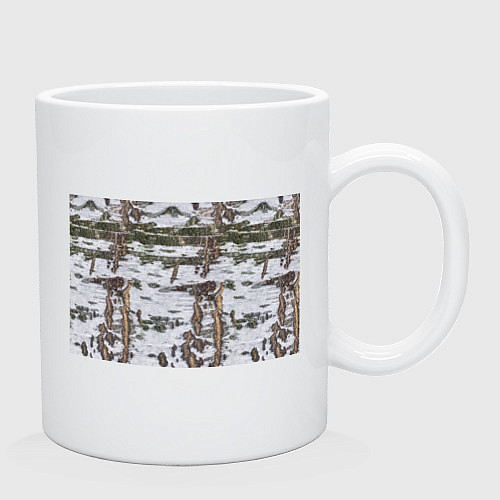 Кружка Российский медведь на фоне берёзы / Белый – фото 2