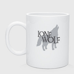 Кружка керамическая LONE WOLF одинокий волк, цвет: белый