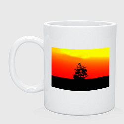 Кружка керамическая Пиратский корабль на закате, цвет: белый